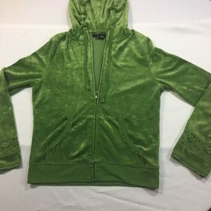 BCBGMAXAZRIA Green Lime Full Zip Hooded Sweatshirt